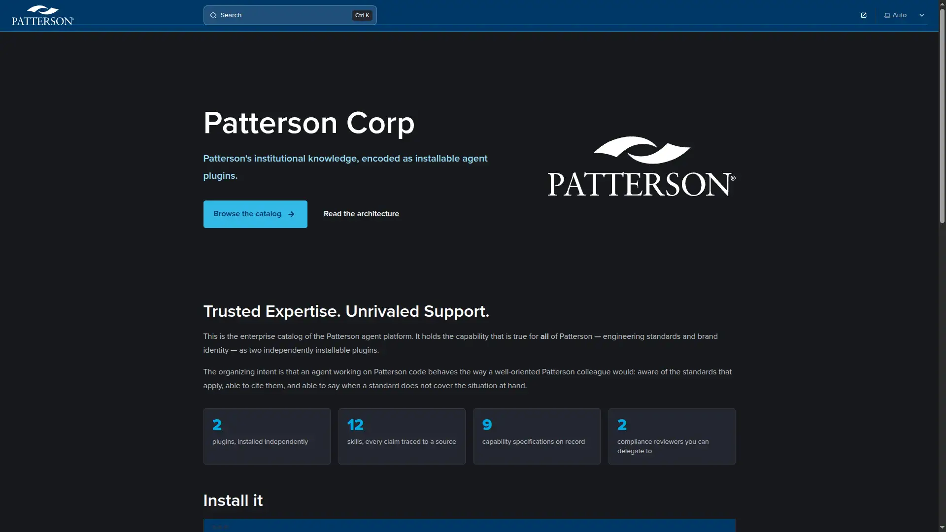 Patterson starlight preview — corp.patterson.sh, a live site built with this plugin